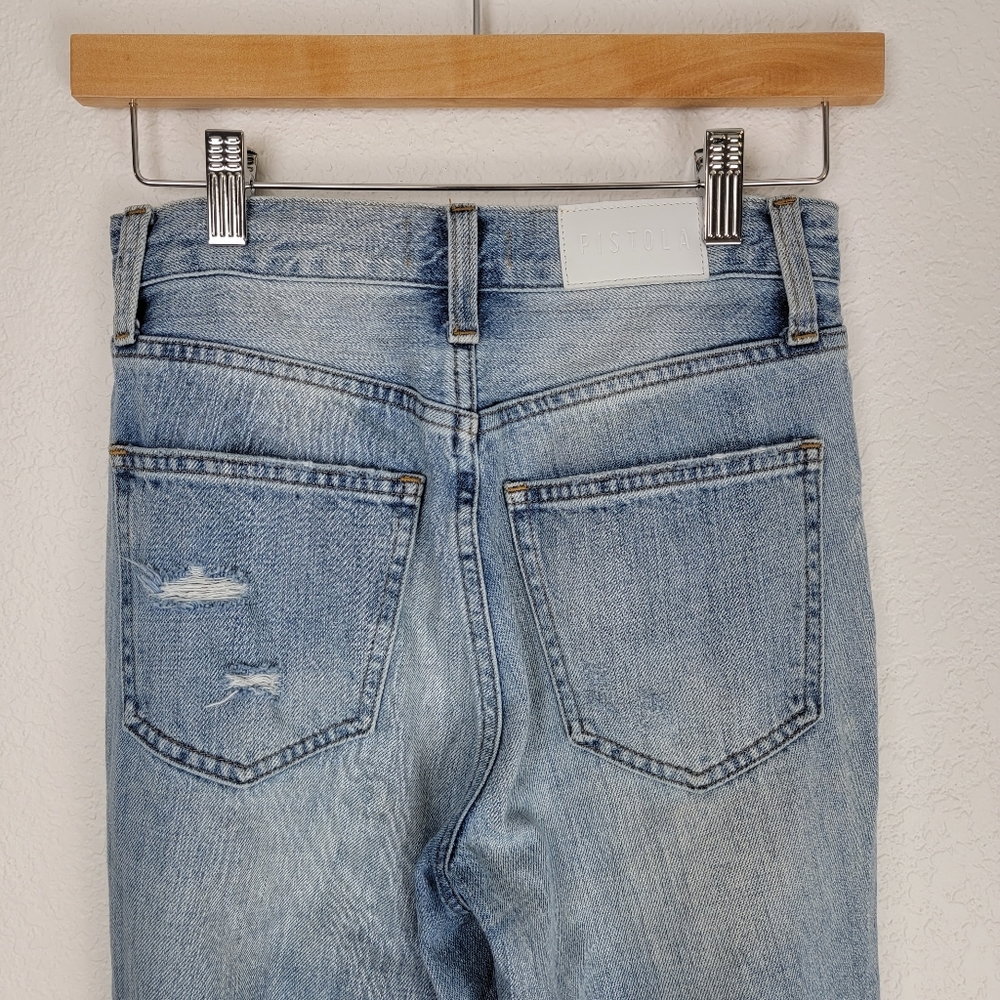 pistola Light Blue Distressed Straight-Leg Jeans - Picture 6 of 12